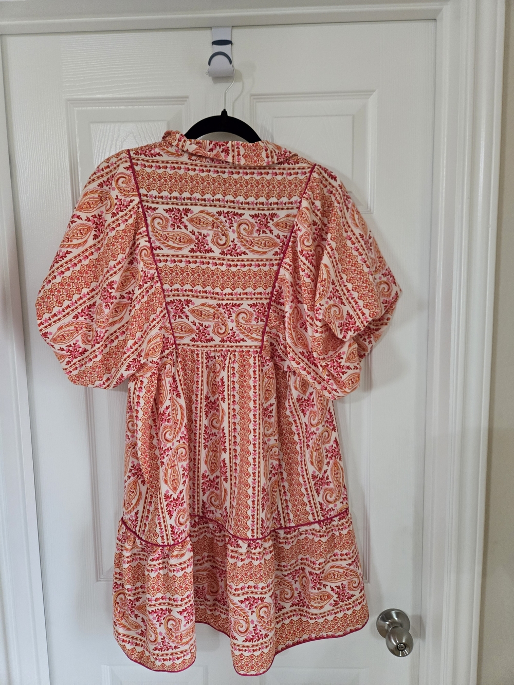 Pink Floral Short Puff-Sleeve Mini Dress - Picture 9 of 9